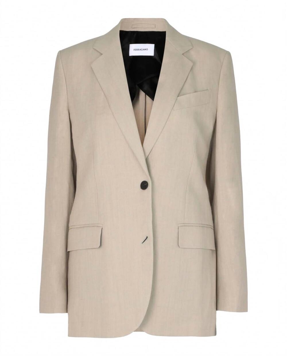 NEW SALVATORE FERRAGAMO women's single breasted blazer in bone